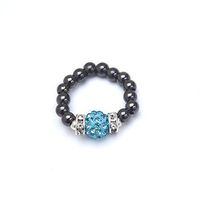 Blue Crystal and Black Magnetrim Stretch Ring (Extra Small)