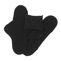 Imse Vimse Reusable Organic Cotton Menstrual Pads with Wings, 3 Pack (Night, Black)