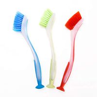 Zuvo Kithcen Brush With Handle For Cleaning Scrubbing. Perfect For Kitchen Cleaning. Pack of 3 Assorted Colours