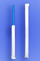 Wow Plastics Inc. Jumbo Straw 7.75" - Paper Wrapped - Blue - 24/500 (12,000/Case)