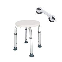 Azadx Shower Chair, Adjustable Bath Stool with Free Assist Grab Bar - Medical Tool Free Anti-Slip Bench Bathtub Stool Seat with Durable Aluminum Legs for Elderly, Senior, Handicap & Disabled