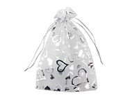 QIANHAILIZZ 5 x 7 Inch 100 Heart Organza Jewelry Gift Pouch Candy Pouch Flower Drawstring Wedding Favor Bags (White White Heart)