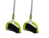 Casabella Basics Broom with Dustpan, Silver and Green, (2 Рack)