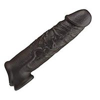 2020 Hot Black Realistic Beautihome Feeling Sexy 11.8 INCH Black Longer Add 2.5" Shaft Bottom Double Open Girth Enhancer Extension Sleeve Extender Sheath Toy Type for Men