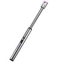 Fewear Candle Lighter, Blow Torch, Square Electric Arc Lighter with LED Battery Display Safety Switch, 360° Flexible Neck USB Rechargeable Lighter, Windproof Lighter for Camping Cooking BBQ (B)