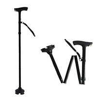AD Folding Walking Cane with LED Light,Pivoting Quad Base,Adjustable Walking Stick for Man/Woman