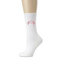 Nurse And Heart EKG Nursing Women's Classic Cotton Athletic Crew Socks White