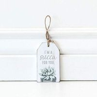 2" X 3.25" X 0.25" Wood Tag (I'm A Succa For You) White/Gray/Green – 15155