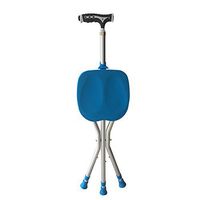 Folding Cane with Seat 300 Lbs Capacity Portable Lightweight Travel Walking Cane Seat Heavy Duty Adjustable Foldble Chairs Walking Stick (Blue)