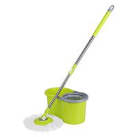 Lepeuxi Press Type Stainless Steel 360°Rolling Magic Spin Mop & Bucket Set Rotating Easy-Wring Floor Mop W/ 2 Microfiber Mop Heads