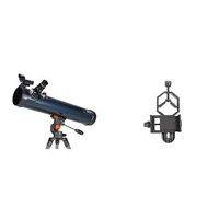 Celestron 31036 AstroMaster LT 76AZ Breathtaking Views, Astronomical Telescope, Blue with Basic Smartphone Adapter 1.25" Capture Your Discoveries