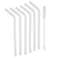 Stephanie Lane - Silicone 9" Straws, 6 pk with straw cleaner, CLEAR, Eco-friendly, BPA FREE, Smoothies, Beverages, See through CLEAN, Dishwasher Safe