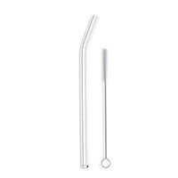 Hummingbird Glass Straws Clear Bent 9" by 12mm Extra Wide Smoothie Straw With Cleaning Brush
