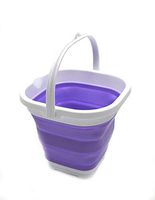 SAMMART 2.6L (0.68 Gallon) Super Mini Sqare Collapsible Plastic Bucket - Foldable Square Tub - Portable Fishing Water Pail - Space Saving Outdoor Waterpot (1, Lt. Purple)