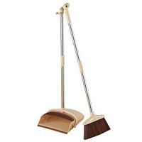 Standing Broom and Dustpan Set with Comb on Dustpan - Stands for Easy Storage