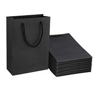 Sdootjewelry Black Gift Bags, Kraft Paper Gift Bags with Handles, 50 Pack Heavy Duty Matte Tote Paper Bags, 7.5 x 3.1 x 10.2" Shopping Bags, Kraft Bags, Retail Bags, Party Bags