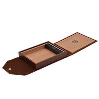 Lxc Traveling Office Portable Brown PU Belt Silver Hygrometer Cigar Moisturizing Leather Case