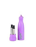 Stainless Collapsible Reusable Drinking Straws - GREYT Co. Premium Food-Grade Foldable Silicone Straw, with Case, Keychain, for Travel, with Cleaning Tool (Purple)