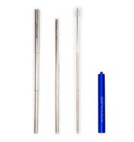 Drinking Buddy - Reusable - Dishwasher Safe - Telescoping - Stainless Steel Drinking Straw Set (Blue)