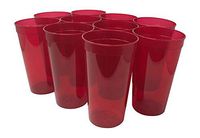 CSBD Stadium 32 oz. Plastic Cups, 10 Pack, Blank Reusable Drink Tumblers for Parties, Events, Marketing, Weddings, DIY Projects or BBQ Picnics, No BPA (Translucent Red)