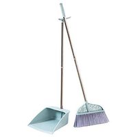 Broom and Dustpan Broom Set Stainless steel broom set, household sweeping, clean soft broom Long Handled Dustpan and Brush Set wisp broom (Color : Blue)