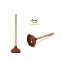 2 Classic Rubber Toilet Plungers Drain Unclogger Drain Opener Clogged Janitor Cleaner Supplies Toilet Wooden Bathroom Plunger