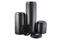 HeloGreen Eco-Friendly Recyclable (10,12,16, 20 Ounce Black Dome Coffee Lid) Fits 10,12,16, 20 oz Paper Hot Cups - Black (100 count)