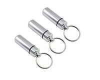 VANTOBEST 3Pcs 0.66'' X 1.88'' Outdoor Portable Travel Sealing Mini Medicine Pill Holder Keychain Hanging Bottle Aluminum Alloy Container Small Accessories Waterproof Box(Silver Color)