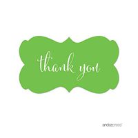 Andaz Press Fancy Frame Rectangular Label Stickers, Thank You, Kiwi Green, 36-Pack