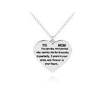 TO Mom Lettering Stainless Steel Pendant Necklace Heart Chain Mothers Day Gift Prom Beautiful Cute Stylish Elegant Jewerly Beads Daily Best Comfy Wonderful