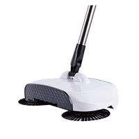 Spinning Cordless Push-Power Broom 3 in 1 | 360 Degree Rotating Cleaning Sweeper Tool | Non-Electric, Broom & Dustpan & Trash Bin All in One! Marble, And Hardwood, Contains A Cleaning Cloth.,White