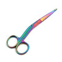 LAJA IMPORTS Multi Titanium Color Rainbow Knowles Bandage Scissors 5 1/2" Angled Stainless Steel