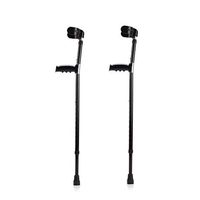 Sisyria Textured Black Crutch with Half-Circle Arm Rest, Durable Lightweight Aluminum Walking Sticks,PVC Comfort Handle, Walk Easy Mobility Aids,Pair