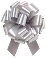 PMU Pull String Bows Silver 8 Inch 20 Loops (2 & 1/2 Inch Ribbon) (10/pkg) Pkg/1