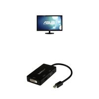 Asus VS247H-P 23.6-Inch Full-HD LED-Lit LCD Monitor + Mini Displayport to VGA/DVI/HDMI 3 in 1 Adapter (Black)