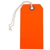 JAM PAPER Gift Tags with String -Medium - 4 3/4 x 2 3/8 - Neon Red - Bulk 100/Pack