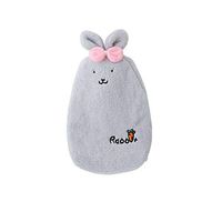 DishyKooker Cartoon Rabbit Hot Water Bottle Cover Explosion-Proof Plush Fabrics Warm Water Bag Removable Washable Hand Warmer Gray 14.5X25cm