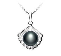 Shell Black 7-8mm AA Quality Freshwater 925 Sterling Silver Cultured Pearl Pendant For Women