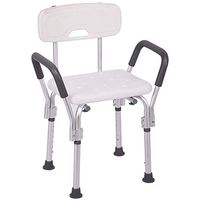 RXRENXIA Shower Bath Chair with Backrest,Perching Stool with Arms, Multi Use - Adjustable Height with Removeable Armrests and Padded Seat and Back,Shower Perching Stool