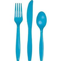 Turquoise Heavy Duty Plastic Cutlery Assort. 24 Pack