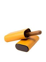 Bey Berk Genuine Leather 3 Cigar Holder Yellow