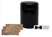 Leaf Lock Gear Air-Tight UV Glass Stash Jar, Zig Zag Unbleached 1 1/4 Rolling Paper (3 Packs), with Hippie Butler Grinder Card- 5 Item Bundle