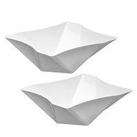 Party Essentials Hard Plastic 81 oz Square Twist Serving Bowls, White, Pack of 2
