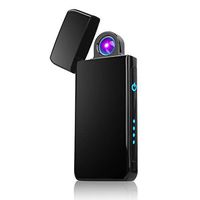 Lighters USB Arc Lighter Rechargeable Windproof Flameless Plasma Electric Lighter Portable Fingerprint Rotate Goood for Candle Cigarette Paper (Balck)