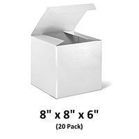 White Cardboard Tuck Top Gift Boxes with Lids, 8x8x6 (20 Pack) for Gifts, Crafting & Cupcakes | MagicWater Supply