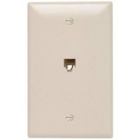 Legrand - Pass & Seymour TPTE1LACC12 Single Gang Modular Telephone Jack with Wall Plate, Four Conductor, Light Almond