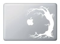 Trippy Tree with Mushrooms Toadstools - Spooky Goth Halloween Tree - Vinyl MacBook Laptop Decal (7.25" w x 8.25" h)(White)
