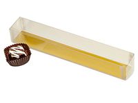 Clear Truffle Boxes - 2 Pc Medium Clear Truffle Boxes w/Gold Bottom 8-1/16x1-1/4x1-3/16" - (2 Packs; 25 Per Pack) - WRAPS-T106