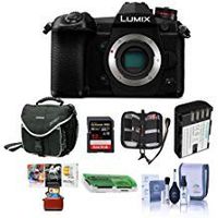 Panasonic Lumix G9 Mirrorless Camera Body, Black - Bundle with 32GB SDHC U3 Card, Spare Battery, Camera Case, Cleaning Kit, Memory Wallet, Card Reader, Mac Software Package