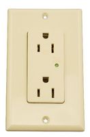 Leviton 5280-I 15-Amp, 125-Volt, Decora Plus Duplex Receptacle, Straight Blade, Industrial Grade, Self Grounding, Surge with Indicator Light, Ivory